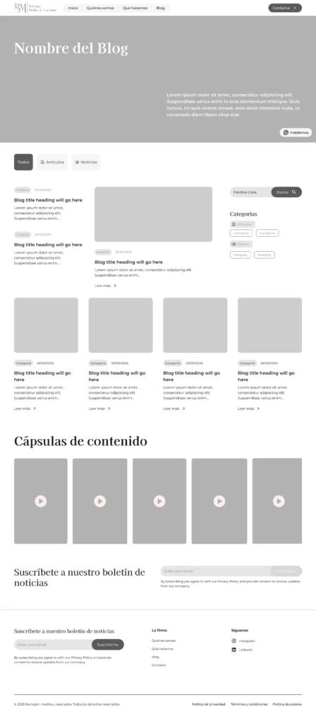 Wireframe de diseño web corporativa