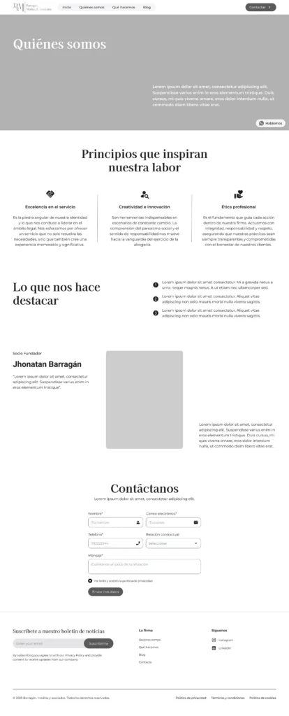 wireframe de diseño web corporativa